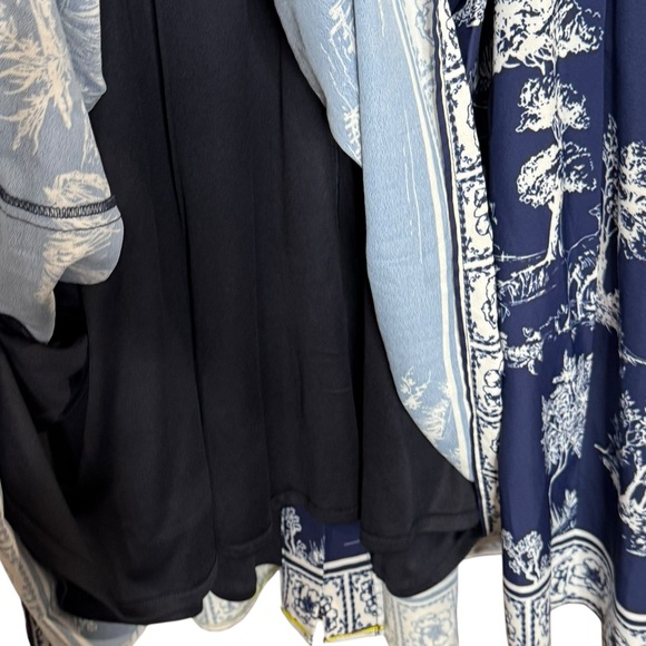 Eshakti Toile Print Crepe Belted Shirt Dress Size 2X Blue Pastoral Horse Novelty - Picture 9 of 16